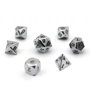 SILVER  METAL DICE SET