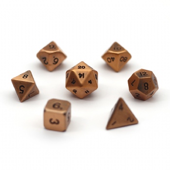 ANTIQUE COPPER METAL DICE SET