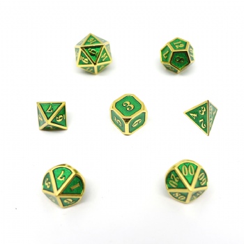 GREEN COLOR METAL DICE SET