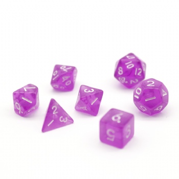 PURPLE TRANSPARENT PLASTIC DICE SET