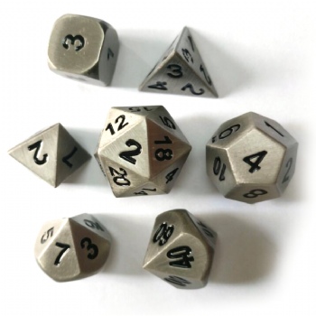 ANTIQUE SILVER METAL DICE SET