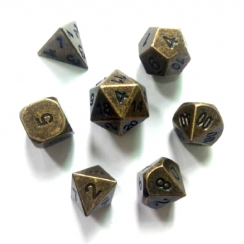 ANTIQUE BRASS METAL DICE SET