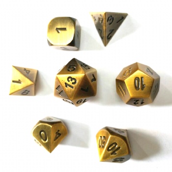 ANTIQUE GOLD METAL DICE SET