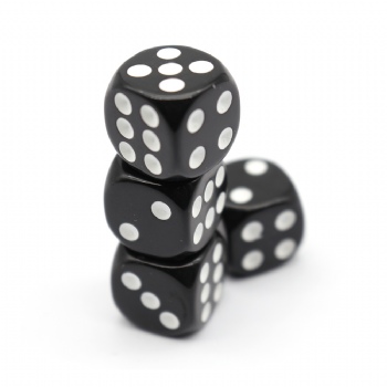 BLACK PLASTIC D6 DICE