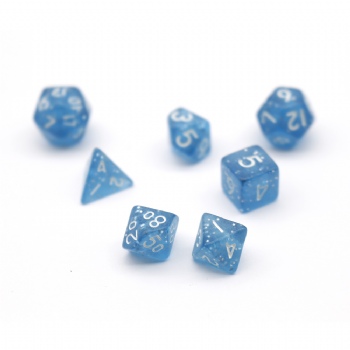 BLUE GLITTER PLASTIC DICE SET