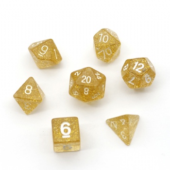 GOLD GLITTER PLASTIC DICE SET