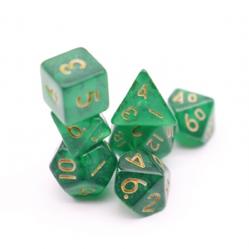 GREEN TRANSPARENT PLASTIC DICE SET