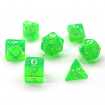 GREEN TRANSPARENT DICE SET