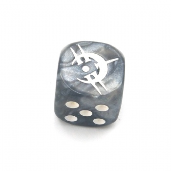 SILVER MARBLE PLASTIC D6 DICE
