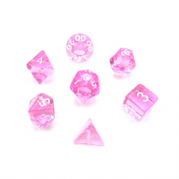 PURPLE TRANSPARENT PLASTIC DICE SET