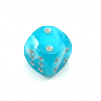 TEAL BLUE MARBLE PLASTIC D6 DICE