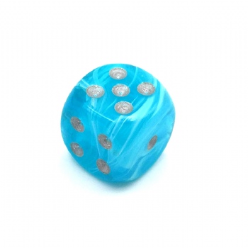 TEAL BLUE MARBLE PLASTIC D6 DICE