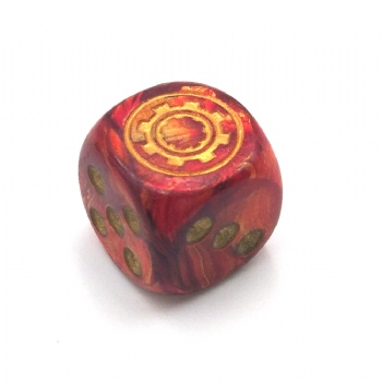 RED MARBLE PLASTIC D6 DICE