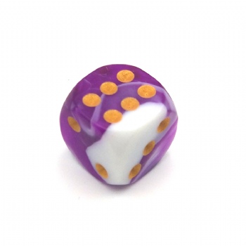 PURPLE&WHITE MARBLE PLASTIC D6 DICE