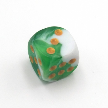 GREEN&WHITE MARBLE PLASTIC D6 DICE