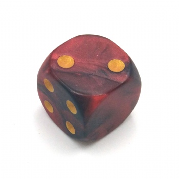 BLACK&RED MARBLE PLASTIC D6 DICE