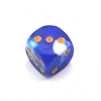 BLUE&WHITE MARBLE PLASTIC D6 DICE