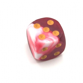RED&WHITE MARBLE PLASTIC D6 DICE