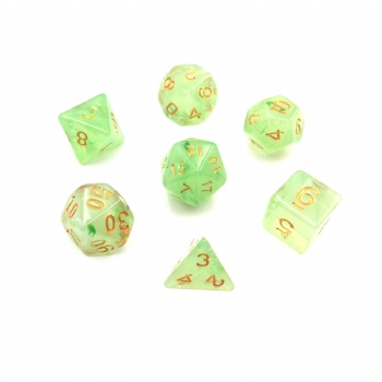 LIGHT GREEN TRANSPARNET DICE SET