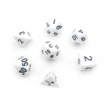 WHITE PLASTIC  DICE SET