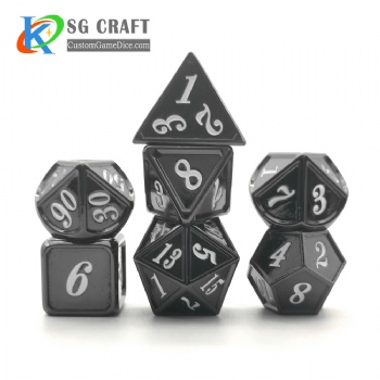 Dice dnd game metal custom dice black white colors recessed numbers
