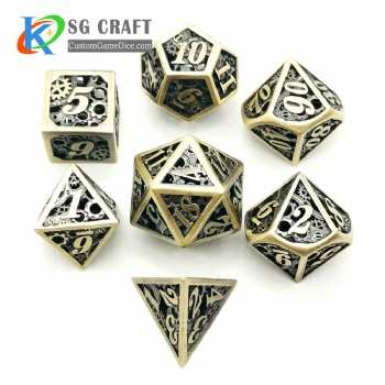 Hollow out machine style dice dnd game metal custom dice 