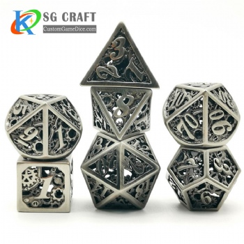 Hollow out machine style dice dnd game metal custom dice 