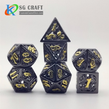 Hollow out machine style dice dnd game metal custom dice 