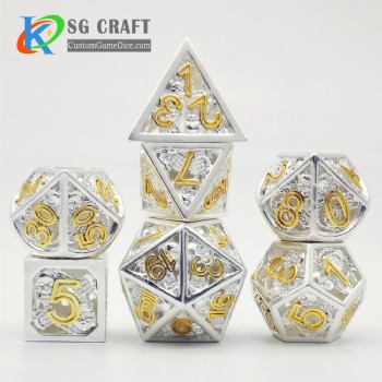  Hollow out skull style dice dnd game metal dice silver/gold colors