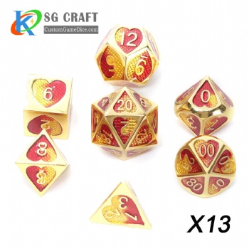 Heart Metal Dice dnd game metal custom dice gold/red/yellow