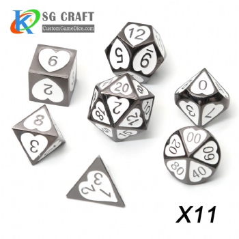 Heart Metal Dice dnd game metal custom dice