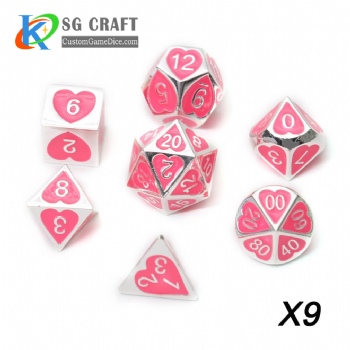 Heart Metal Dice dnd game metal custom dice