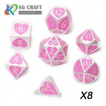 Heart Metal Dice dnd game metal custom dice silver/pink color