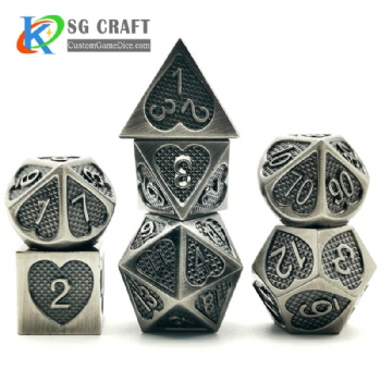 Heart metal archaize dice dnd game metal custom dice