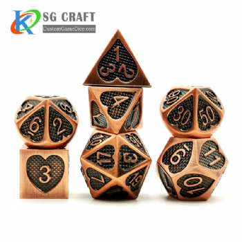 Heart metal archaize dice dnd game metal custom dice