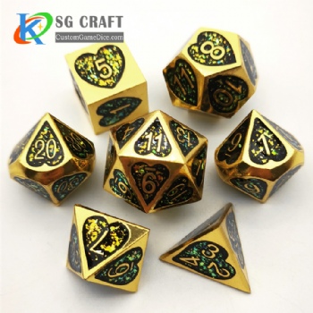 Heart metal dice dnd game metal custom glitter dice