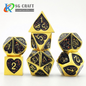 Heart metal dice dnd game metal custom glitter dice