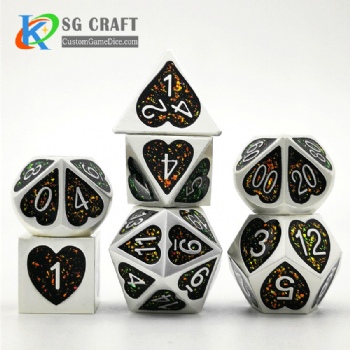 Heart metal dice dnd game metal custom glitter dice