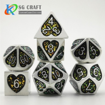 Heart metal dice dnd game metal custom glitter dice