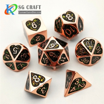 Heart metal dice dnd game metal custom glitter dice