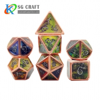 Forest metal dice dnd game metal custom dice