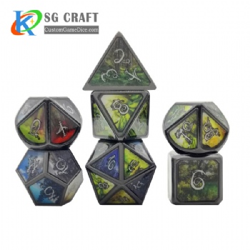 Forest metal dice dnd game metal custom dice