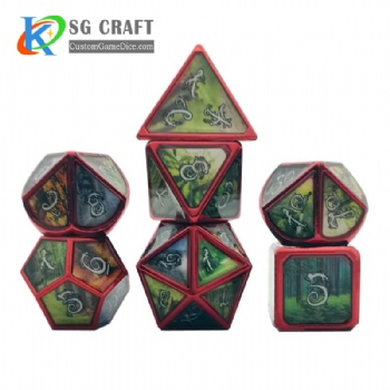 Forest metal dice dnd game metal custom dice