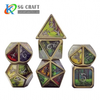 Forest metal dice dnd game metal custom dice