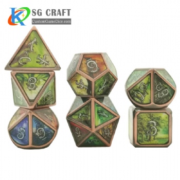 Forest metal dice dnd game metal custom dice