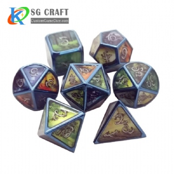 Custom Polyhedral Metal Gaming Dice Set