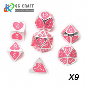 SGMXD-Heart Metal Dice (22) dice set