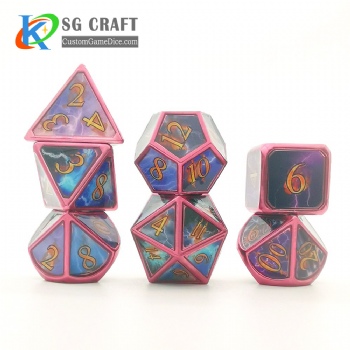 Flashing lightning metal dice dnd game metal custom dice