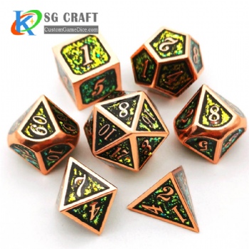 Italic number glitter metal dice dnd game metal custom dice 