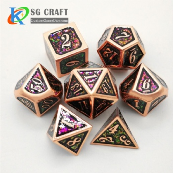 Italic number glitter metal dice dnd game metal custom dice